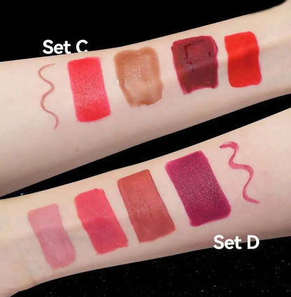 MLSMILE Makeup Set Holiday Gift Box 5pc/set Gloss Waterproof Moisturizing Long-lasting Liquid Lipstick Lip Liner New