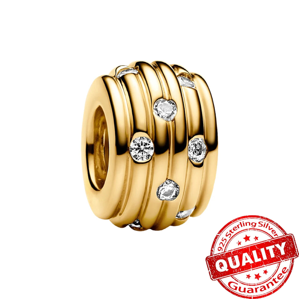 Gorgeous 925 Sterling Silver Stones & Enamel Clip Beads & Seahorse Dangle Charm Fits Bracelet For Women Gold Necklace Pendant