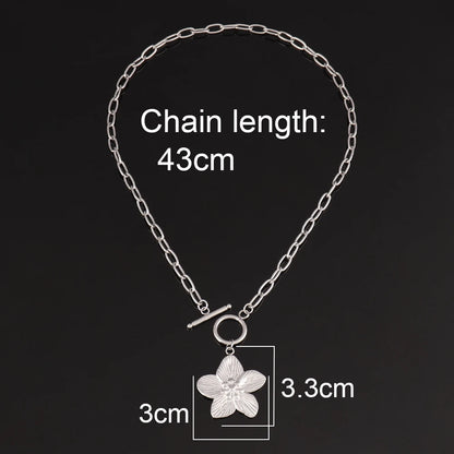 316L Stainless Steel Flower Pendant Necklace for Women Fashion Flower Pendant Chain Necklaces Femme Jewelry