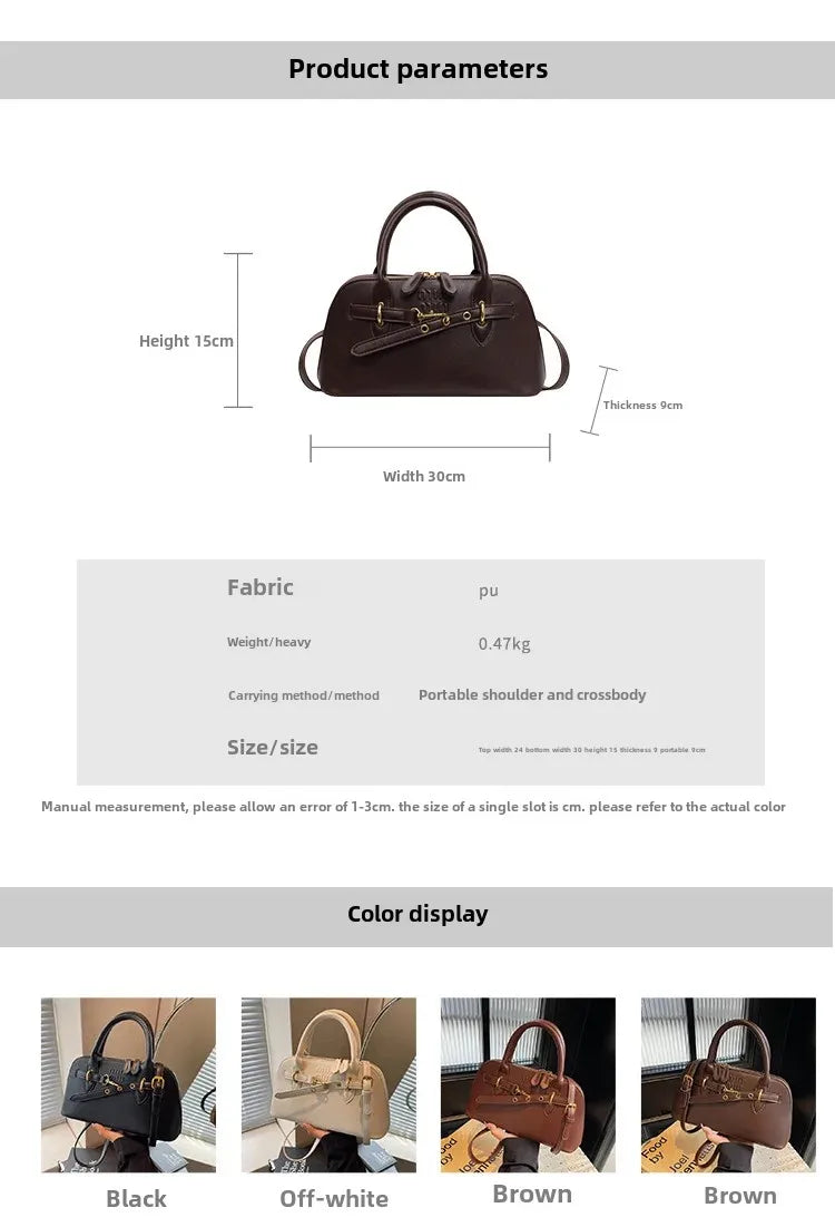 Fashionable Retro Shell Handbag Women's Crossbody Bag Versatile Autumn Winter Handbag Single Shoulder Bag with Zipper Closure