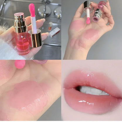 Moisturizing Glass Lip Oil Purple Jelly Violet Transparent Plumper Lip Gloss Makeup Nutritious Liquid Lipstick Brush Lip Care