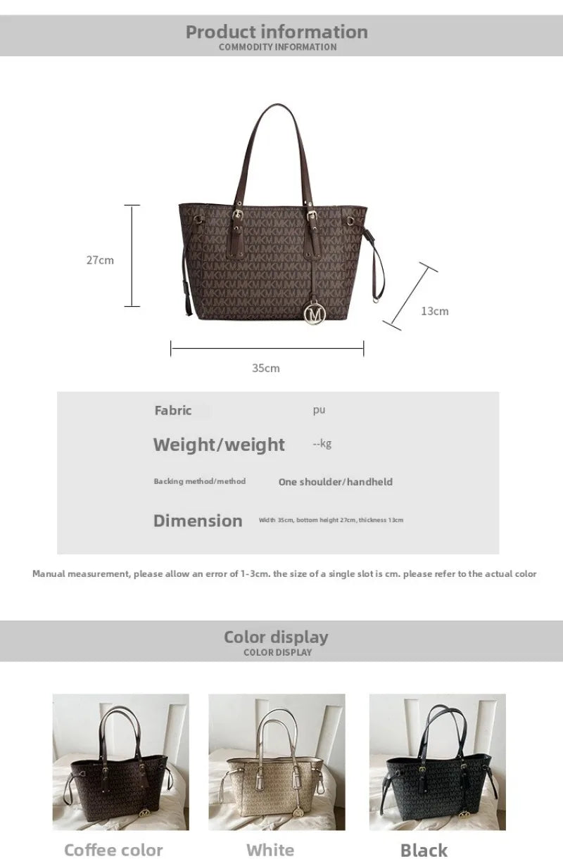 Tote Big Bag Women's New Retro Printed Letter Large Capacity Shoulder Handbag