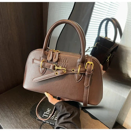 Fashionable Retro Shell Handbag Women's Crossbody Bag Versatile Autumn Winter Handbag Single Shoulder Bag with Zipper Closure