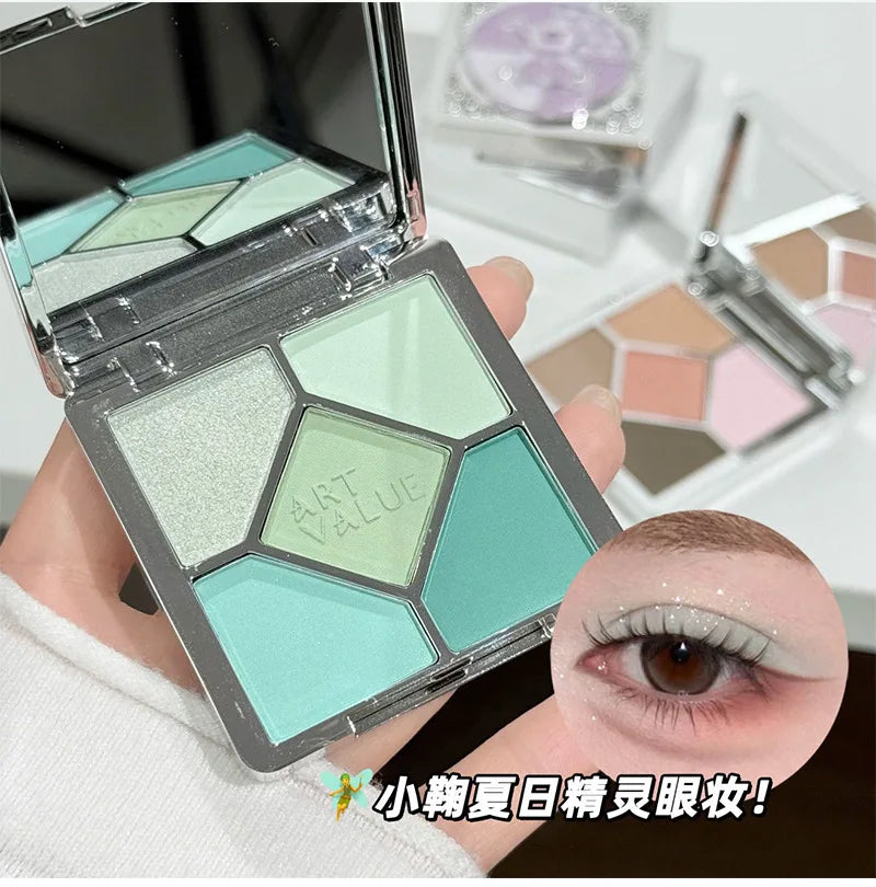 Eyeshadow Palette Blush Highlight Makeup Pearly Highgloss Shimmer Pink Brown Earth Color Fine Sequins Eye Shadow