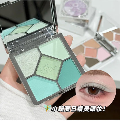 Eyeshadow Palette Blush Highlight Makeup Pearly Highgloss Shimmer Pink Brown Earth Color Fine Sequins Eye Shadow