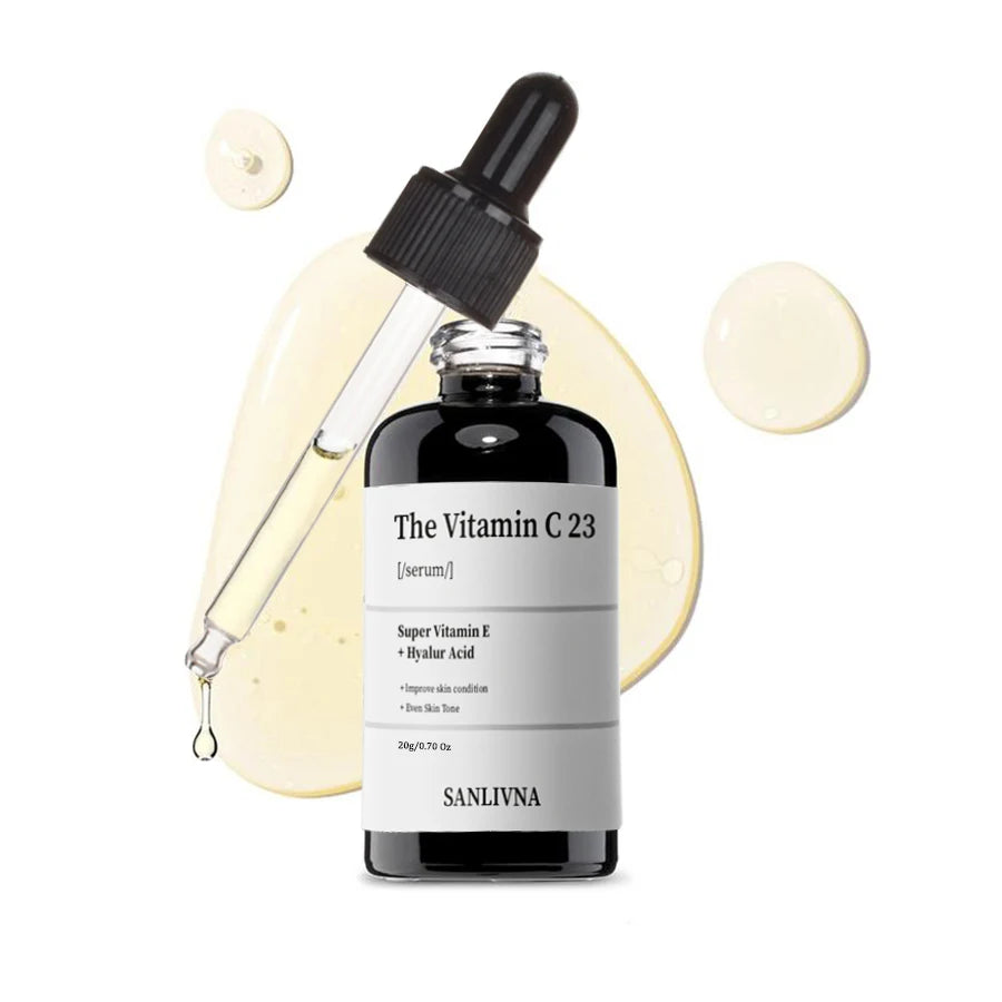 Pure Vitamin C 23% Serum with Vitamin E and Hyaluronic Acid, Brightening and Moisturizing Face Serum, Improves Skin Tone 20g
