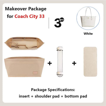 Purse Organizer insert for Handbags Base Shaper 3pc Set city33 Felt Organizer Insert Large Tote Bag Organizer with Zipper