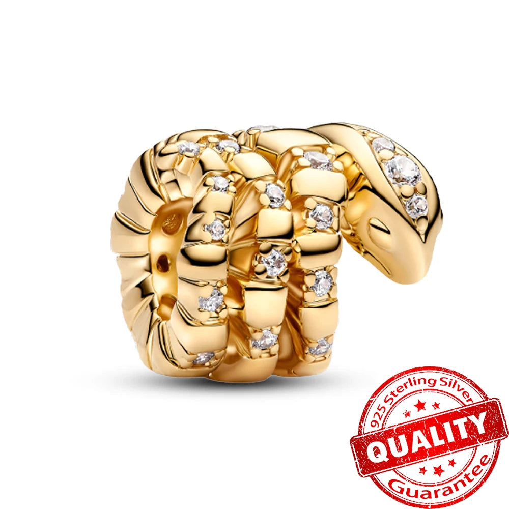 Gorgeous 925 Sterling Silver Stones & Enamel Clip Beads & Seahorse Dangle Charm Fits Bracelet For Women Gold Necklace Pendant