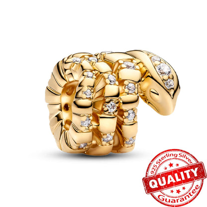 Gorgeous 925 Sterling Silver Stones & Enamel Clip Beads & Seahorse Dangle Charm Fits Bracelet For Women Gold Necklace Pendant