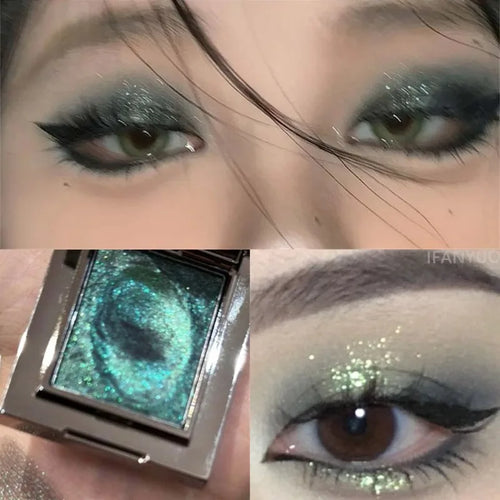 Diamond Monochrome Highlighter Eyeshadow Palette Chameleon Metallic Green Brighten Eye Shadow Fine Flash Eye Makeup Cosmetic