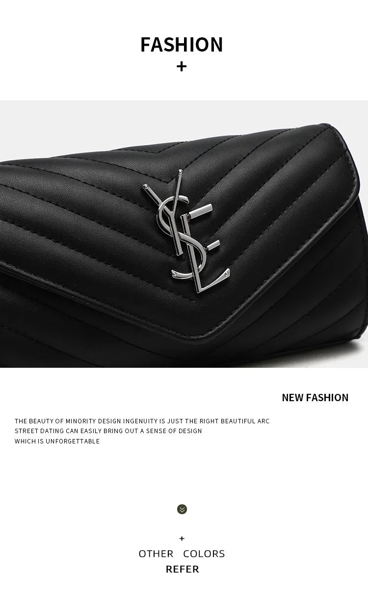 2024 New Luxury Fashionable Genuine Leather Chain Shoulder Bag Envelope Style Lightweight Women's Small Bag Soft Texture