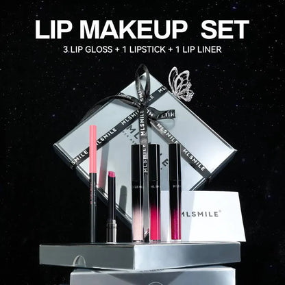 MLSMILE Makeup Set Holiday Gift Box 5pc/set Gloss Waterproof Moisturizing Long-lasting Liquid Lipstick Lip Liner New