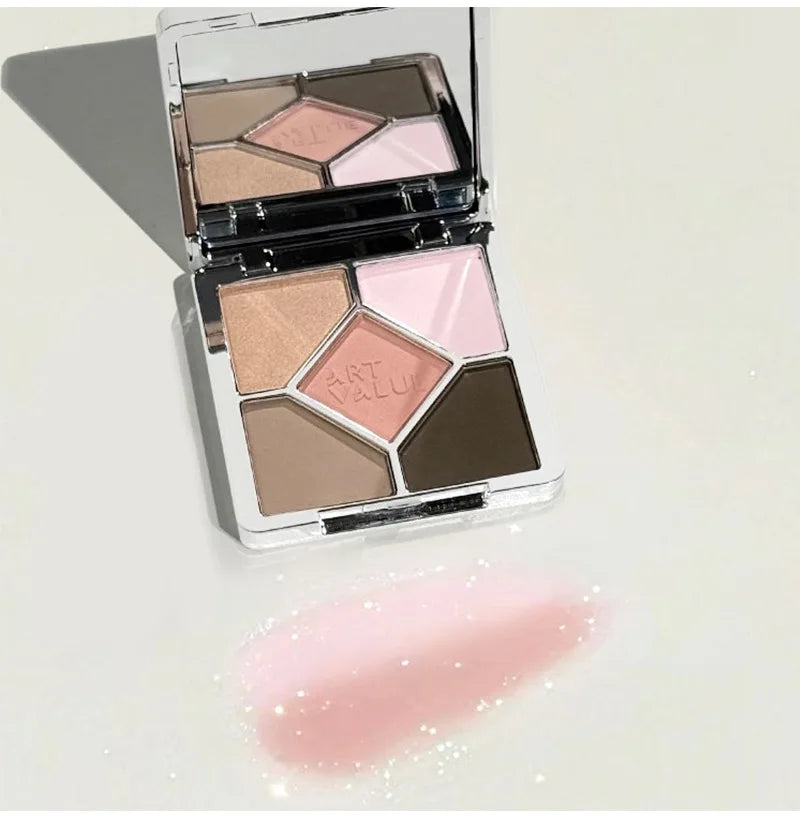 Eyeshadow Palette Blush Highlight Makeup Pearly Highgloss Shimmer Pink Brown Earth Color Fine Sequins Eye Shadow