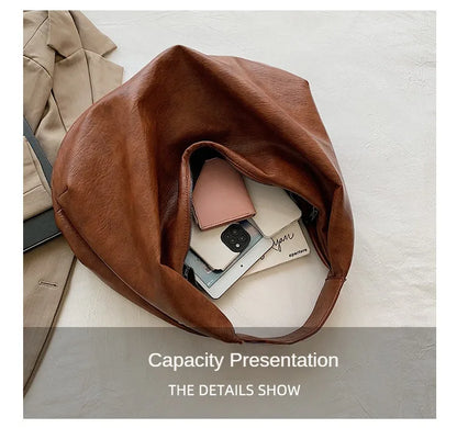 Big Black Shoulder Bags for Women Large Hobo Shopper Bag Solid Color Quality Soft Leather Crossbody Handbag Lady Travel Tote Bag