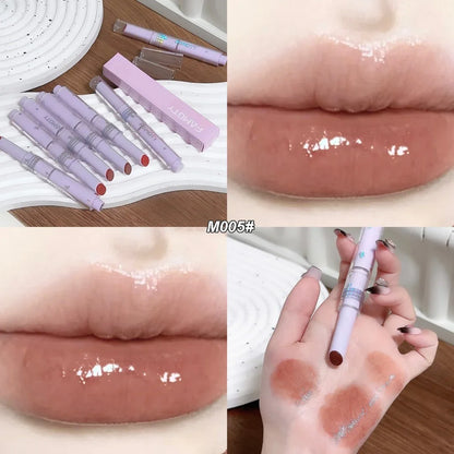 Mirror Glass Solid Lip Gloss Water Light Round Tube Lipstick Clear Oil Jelly Lip Glaze Natural Nude Moisturizing Makeup Tint