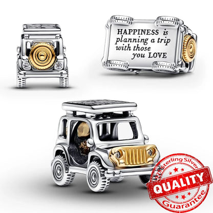 Gorgeous 925 Sterling Silver Stones & Enamel Clip Beads & Seahorse Dangle Charm Fits Bracelet For Women Gold Necklace Pendant