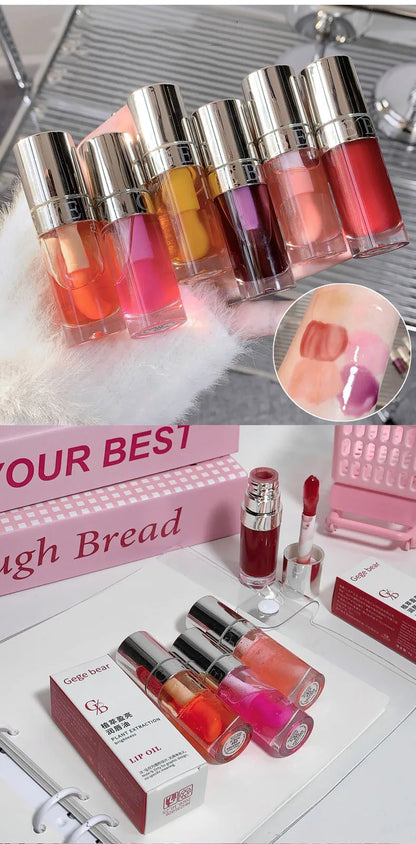 Moisturizing Glass Lip Oil Purple Jelly Violet Transparent Plumper Lip Gloss Makeup Nutritious Liquid Lipstick Brush Lip Care