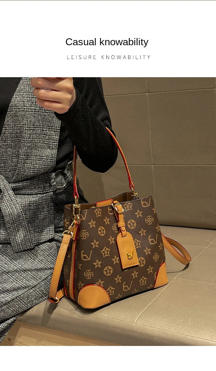 Light luxury brand handbag 2024 new autumn and winter high-end fashion designer bucket bag, single shoulder crossbody bag