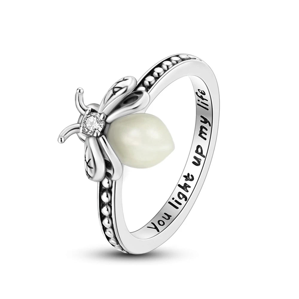 2024 Summer New Glow-in-the-dark Firefly Dangle Charm Fit Original Pan Bracelet DIY Silver&Gold Plated Women Jewelry Gift