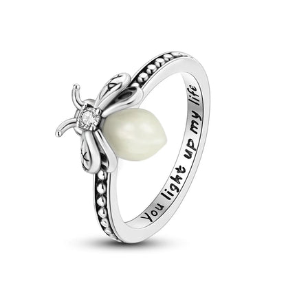 2024 Summer New Glow-in-the-dark Firefly Dangle Charm Fit Original Pan Bracelet DIY Silver&Gold Plated Women Jewelry Gift