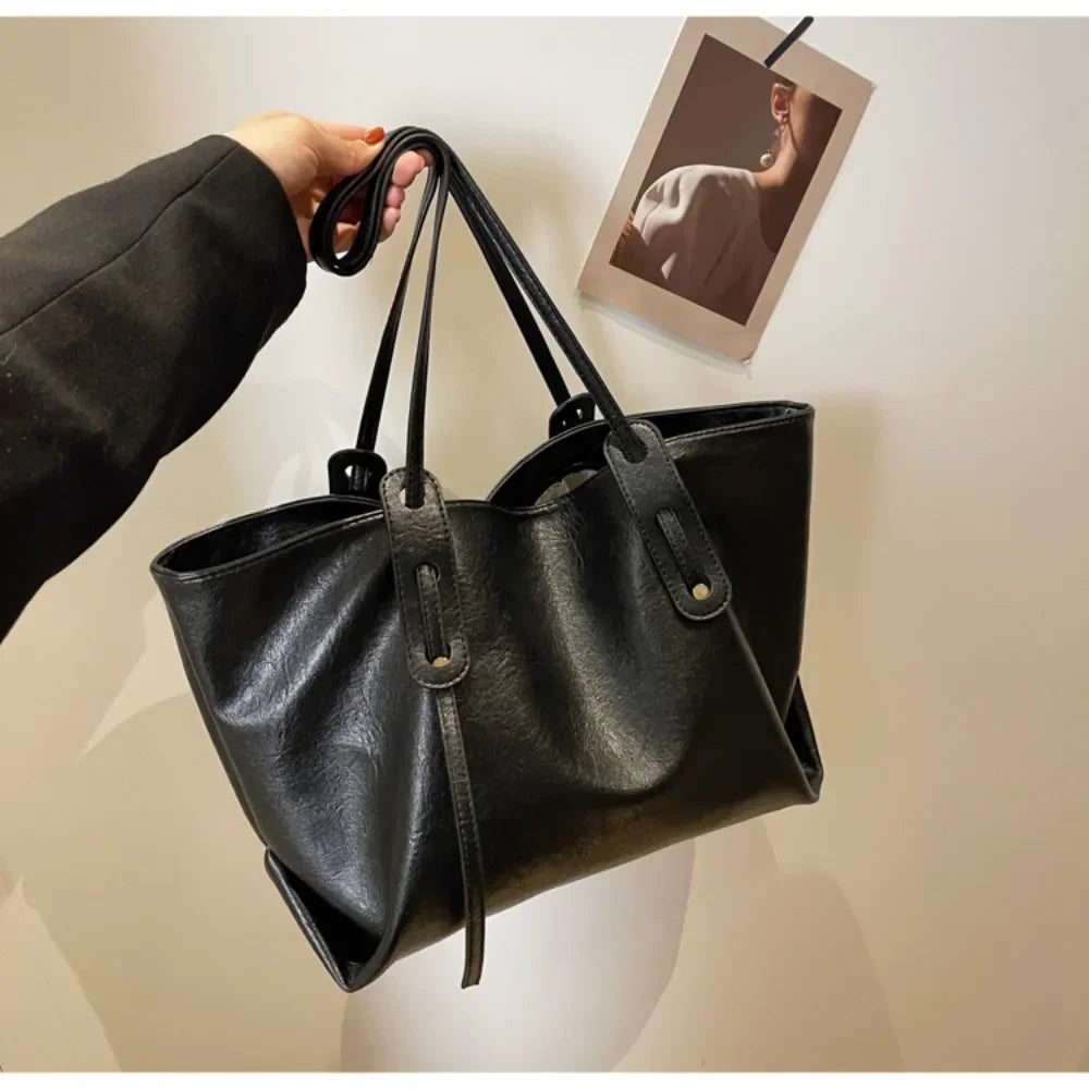 Large Capacity Women's Tote Bag 2023 Winter Fashion Trend Leather Shoulder Bags Office Handbag