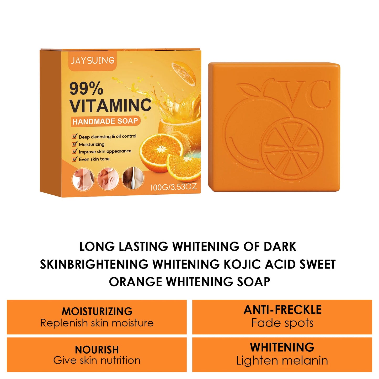 Vitamin C Handmade Soap Body Brightening Oil Control Smooth Soft Skin Moisturizing Exfoliating Anti Mite Facial Cleansing Soap