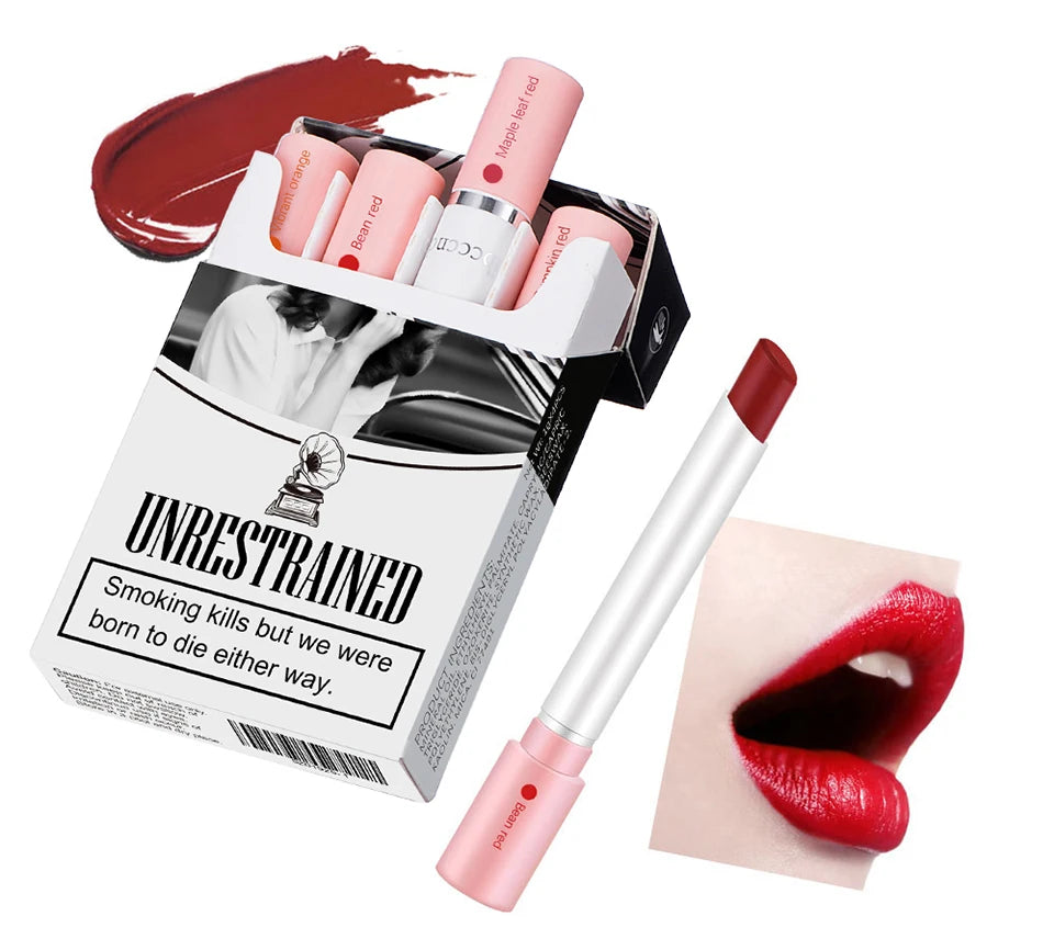 4Colors/set Cigarette Lip Gloss Set Velvet Matte Waterproof Long-lasting Lip Non-Stick Cup Cigarette Lipstick Makeup For Women