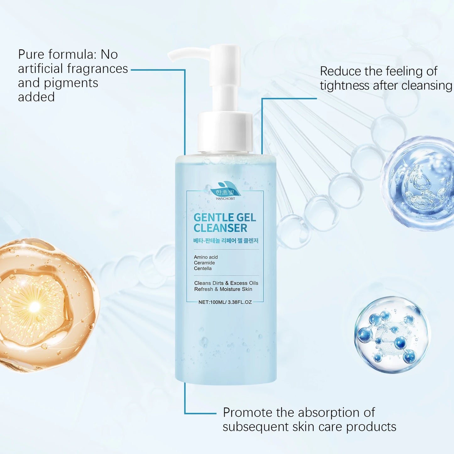 Beta-Panthenol Gel Cleanser: Gentle Cleansing, Leaves Skin Soft and Tender – Transparent Gel, Refreshing Facial Cleanser