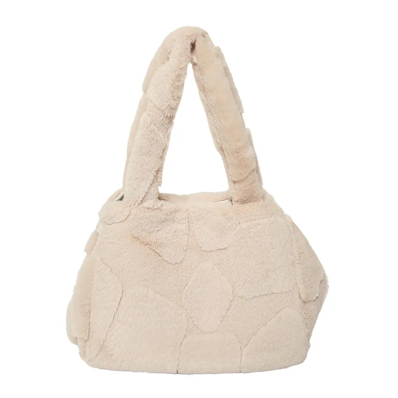 Faux Fur Tote Bag High Quality Plush Handbag Women Fall Winter Vintage Fashion Large Capacity Shoulder Bag