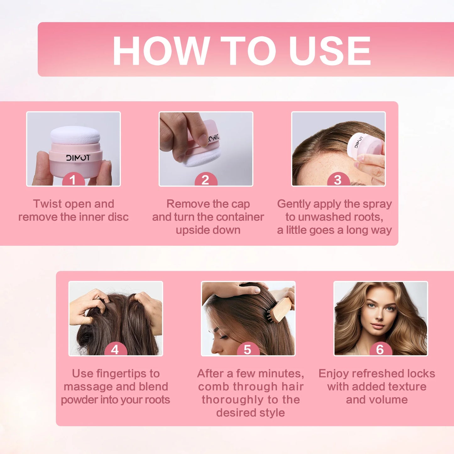 DIMOT 8g Natural Dry Shampoo Powder Instant Oil Absorbing Hair Fluffy Spray Travel Size Suitable for Busy Lifestyle | All Hairs