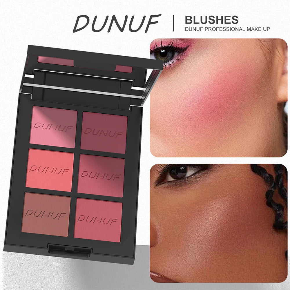 Airflow Powder Blush Palette 6 Color Matte Shimmery Highlighter Bronzer Longwearing High Pigment Waterproof Contour Makeup