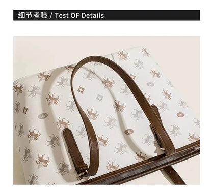 Popular and Versatile Leather Tote Bag with Large Capacity for Women 2024 New Fashion and Classic Computer Shoulder Handbag