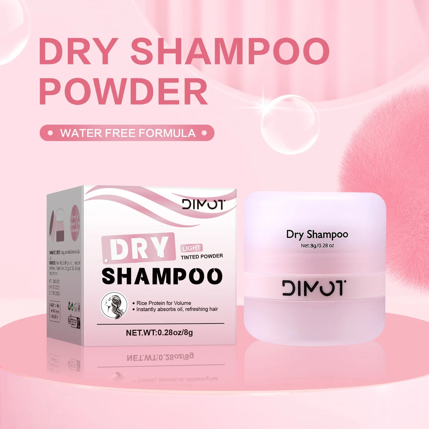 DIMOT 8g Natural Dry Shampoo Powder Instant Oil Absorbing Hair Fluffy Spray Travel Size Suitable for Busy Lifestyle | All Hairs