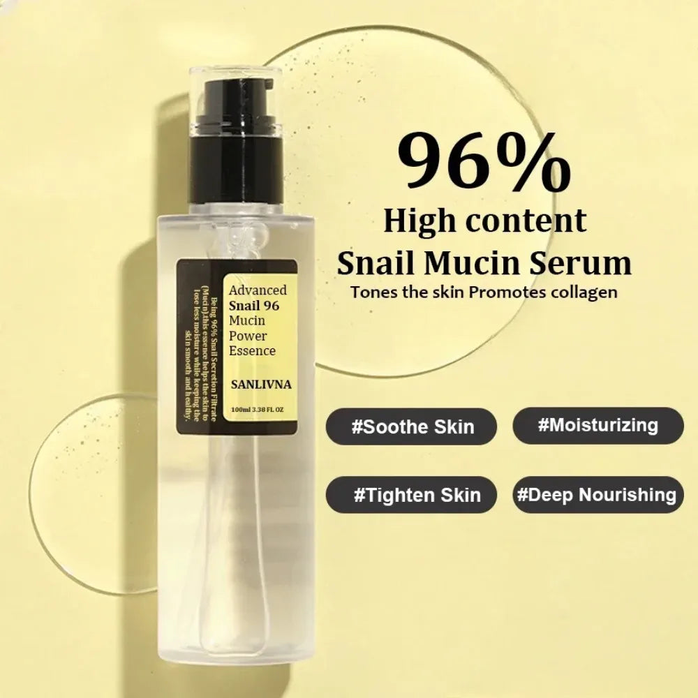 Snail Mucin 96% Skin Care Facial Essence Fading Fine Lines Repair Essence Firming Facial Snail Brightening Anti-Aging 100ml