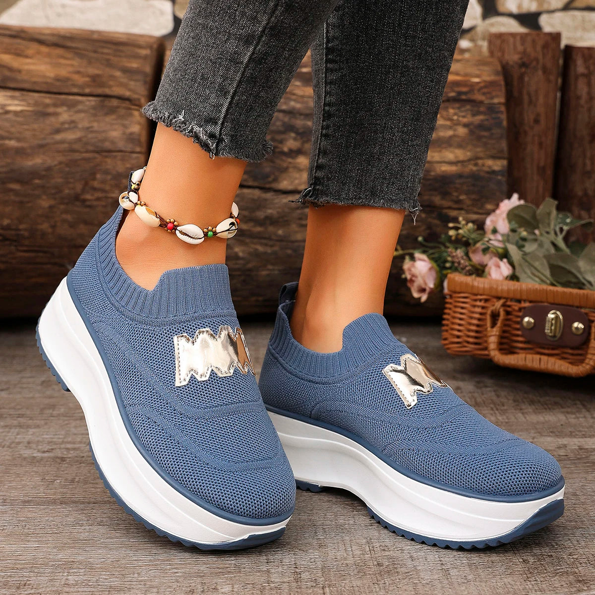Women Platform Sneakers Casual Slip on Fashion Loafers Shoes Ladies Outdoor Breathable Tennis Sneakers Woman Zapatos De Mujer