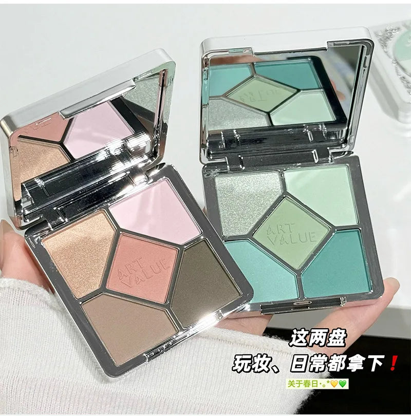 Eyeshadow Palette Blush Highlight Makeup Pearly Highgloss Shimmer Pink Brown Earth Color Fine Sequins Eye Shadow