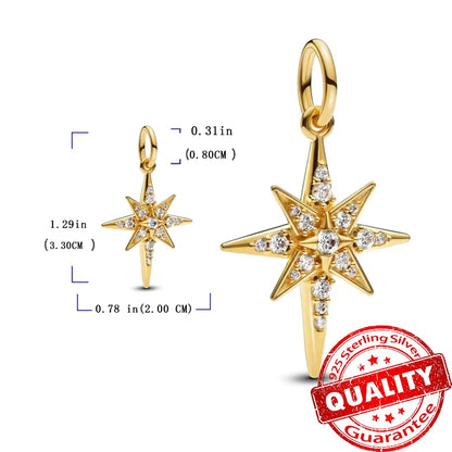 Gorgeous 925 Sterling Silver Stones & Enamel Clip Beads & Seahorse Dangle Charm Fits Bracelet For Women Gold Necklace Pendant