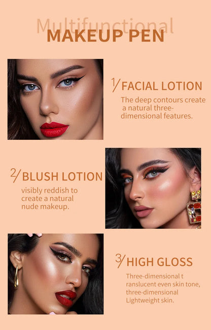 VIBELY High-gloss Concealer and Contouring Stick, brightening, three-dimensional, slimming face, Shadow Blush, multi-functional