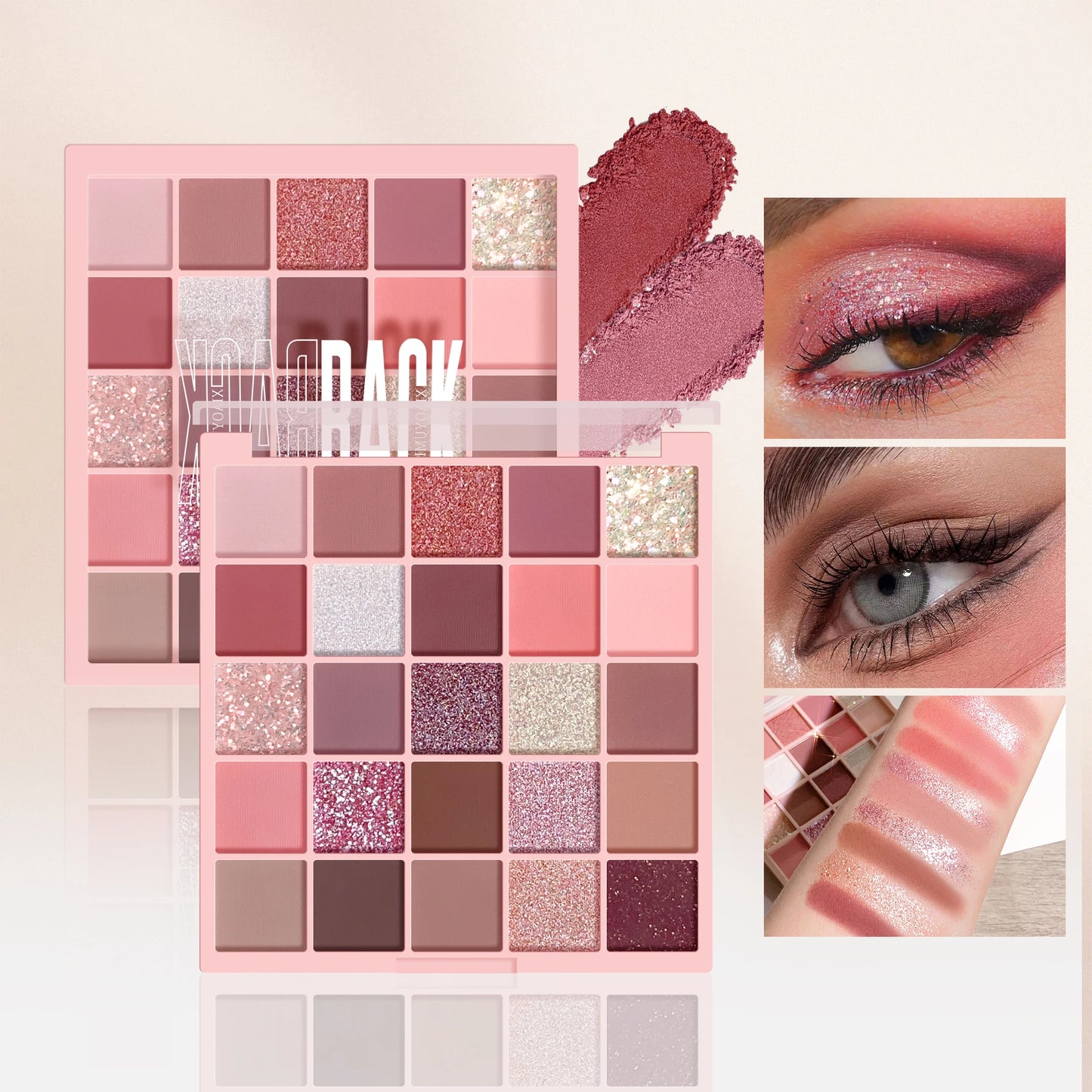 25 Colors Eyeshadow Palette High Gloss Cement Grey Rose Brown Color Tone Matte Glitter Daily Makeup Dry Rose Eyeshadow For Music