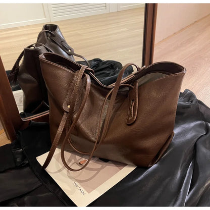 Large Capacity Women's Tote Bag 2023 Winter Fashion Trend Leather Shoulder Bags Office Handbag