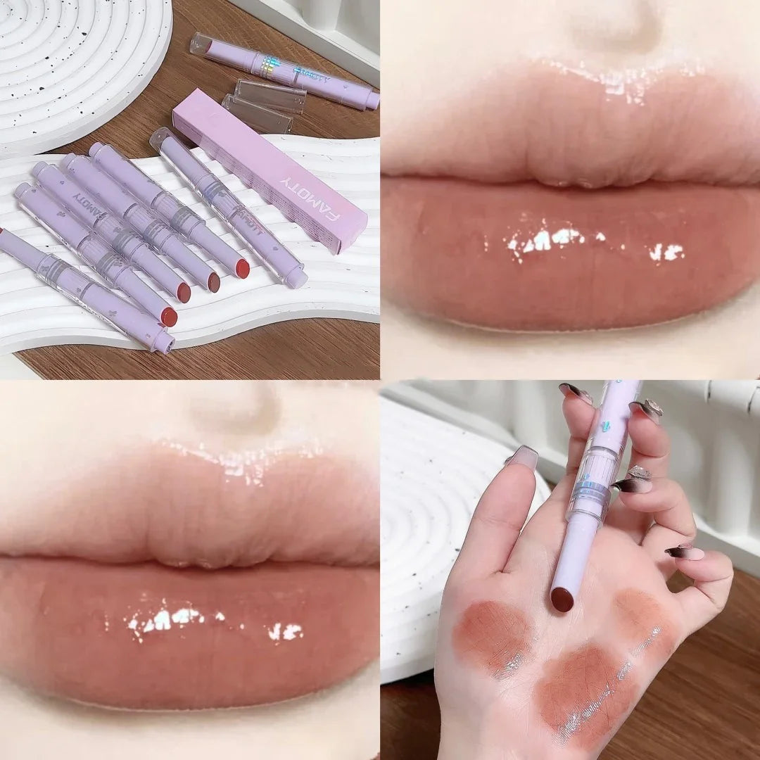 Mirror Glass Solid Lip Gloss Water Light Round Tube Lipstick Clear Oil Jelly Lip Glaze Natural Nude Moisturizing Makeup Tint