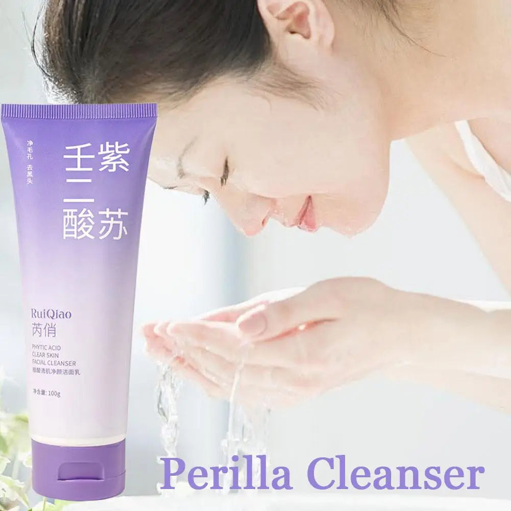 Perilla Essence Facial Cleanser Deep Cleaning Gentle Oil Control Refreshing Acne Removal Shrink Pores Cleanser Face Skin Care