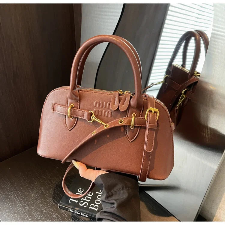 Fashionable Retro Shell Handbag Women's Crossbody Bag Versatile Autumn Winter Handbag Single Shoulder Bag with Zipper Closure