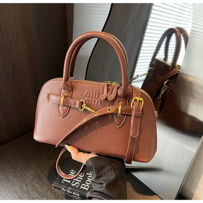 Fashionable Retro Shell Handbag Women's Crossbody Bag Versatile Autumn Winter Handbag Single Shoulder Bag with Zipper Closure