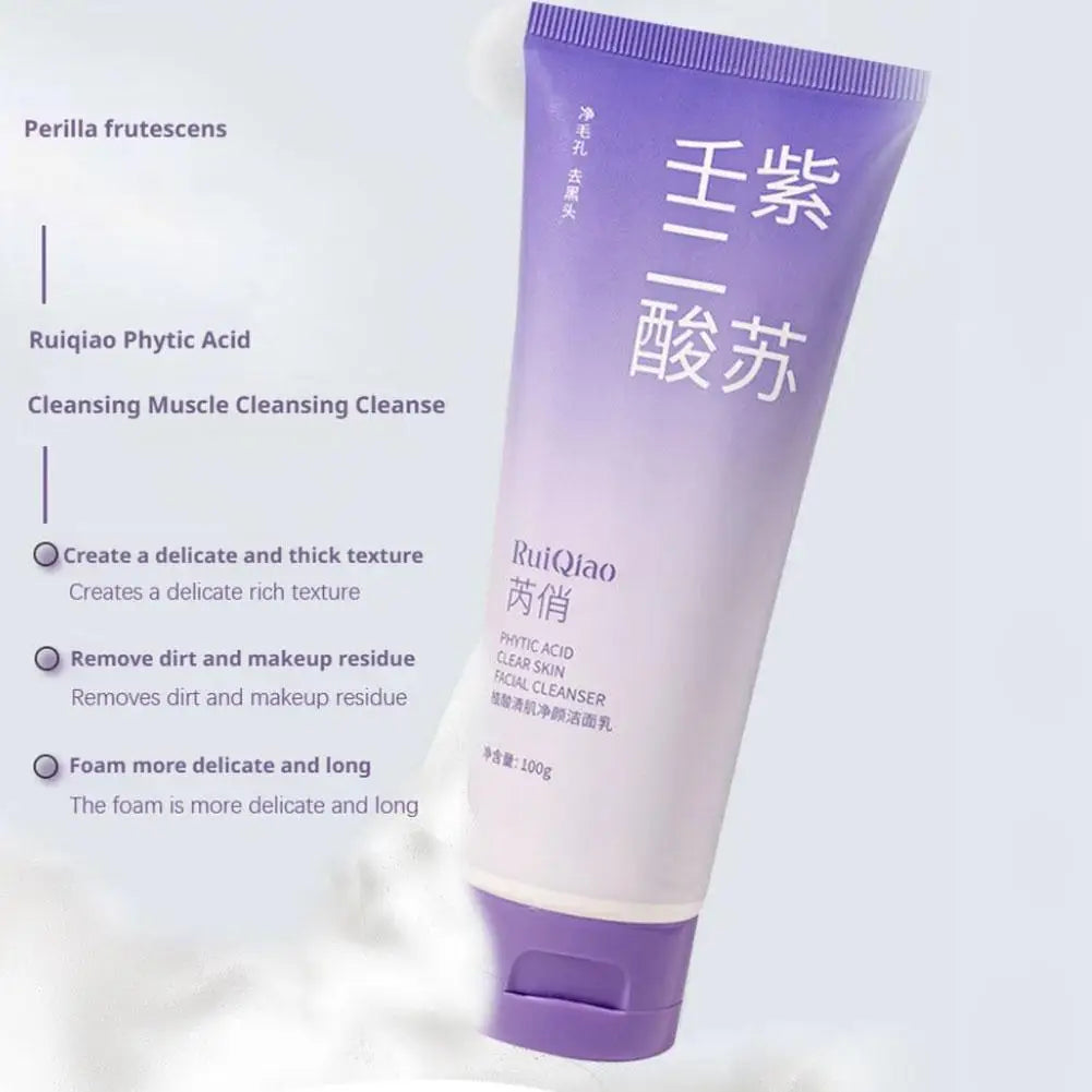 Perilla Essence Facial Cleanser Deep Cleaning Gentle Oil Control Refreshing Acne Removal Shrink Pores Cleanser Face Skin Care