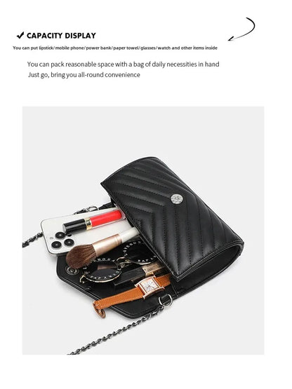 2024 New Luxury Fashionable Genuine Leather Chain Shoulder Bag Envelope Style Lightweight Women's Small Bag Soft Texture