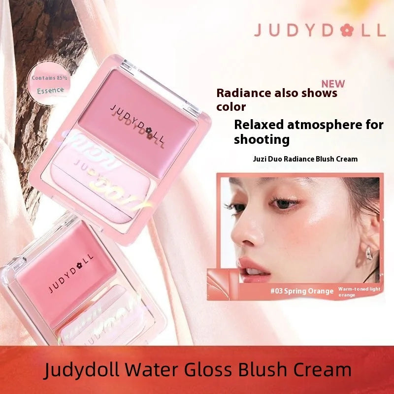 Judydoll Dewy Water Glow Cream Blush & Highlighter Stick Palette - Multi-Use, Buildable Color, Blurring Airy Effect for Face
