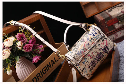 Brand premium women's bag graffiti box small square bag 2024 new autumn and winter designer handbag single shoulder crossbody ba