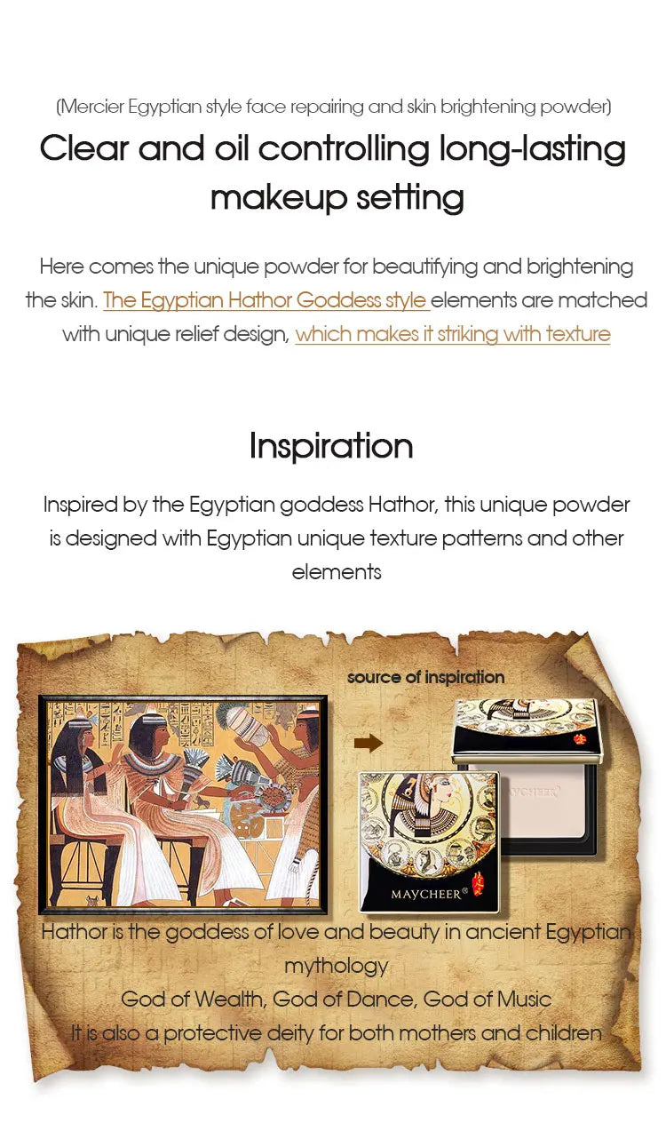 Egyptian style powder for long time oil control concealer, white, makeup free, waterproof and moisturizing