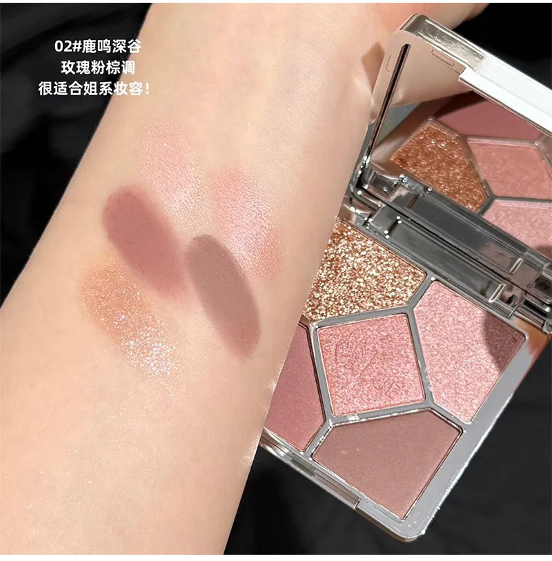 Eyeshadow Palette Blush Highlight Makeup Pearly Highgloss Shimmer Pink Brown Earth Color Fine Sequins Eye Shadow